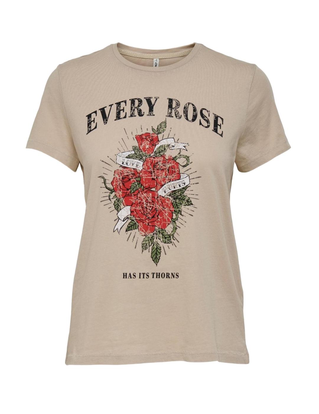 Camiseta Only every rose crema para mujer-a