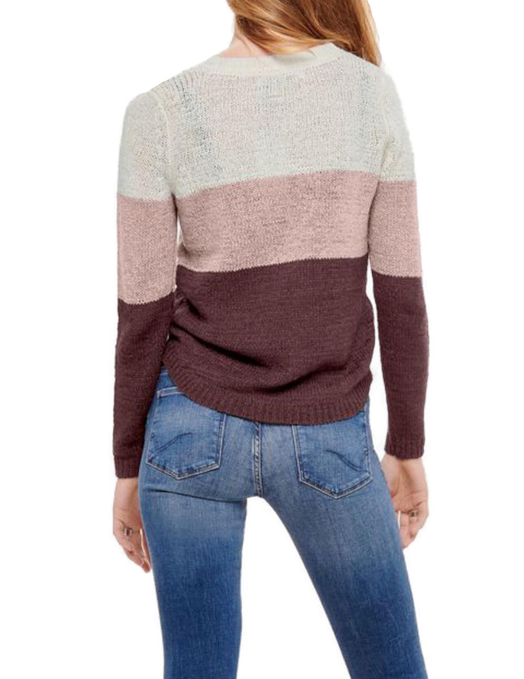 Jersey Only Geena blanco/rosa/marron mujer-a