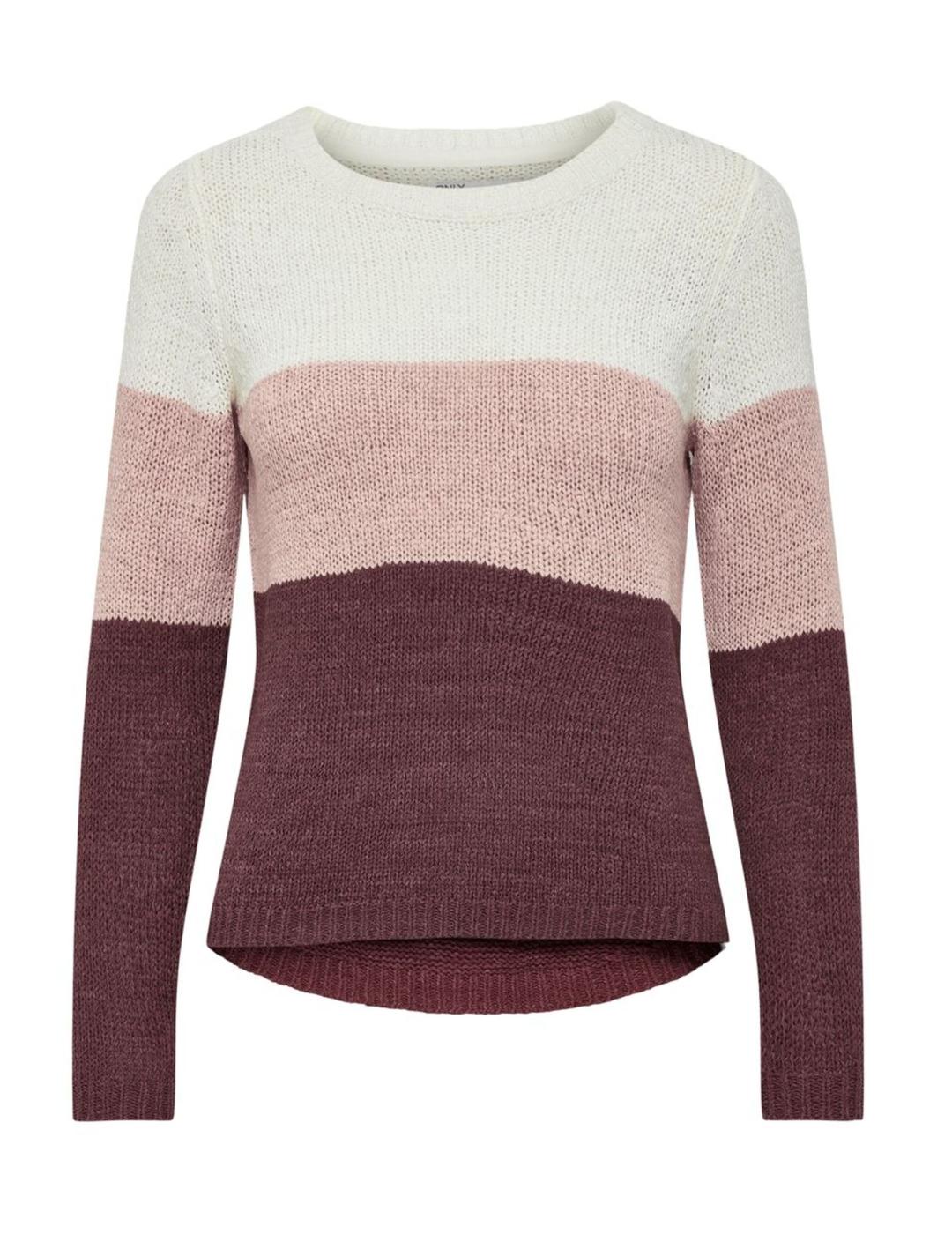 Jersey Only Geena blanco/rosa/marron mujer-a