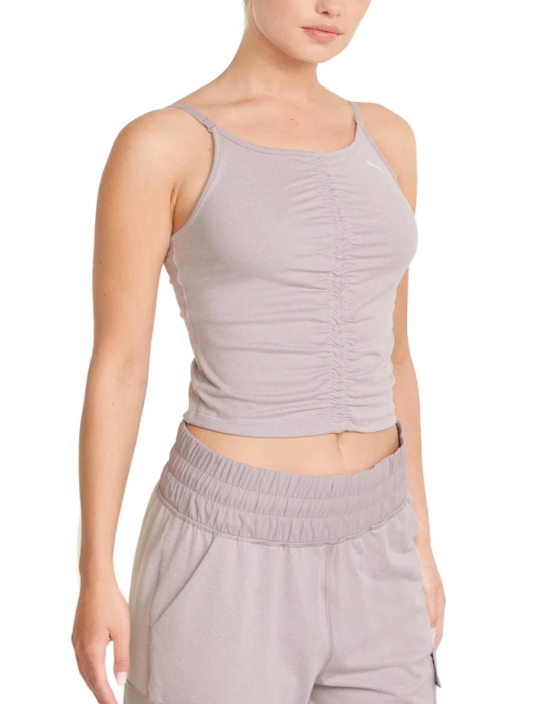 Top deporte Puma ruched lila para mujer -a