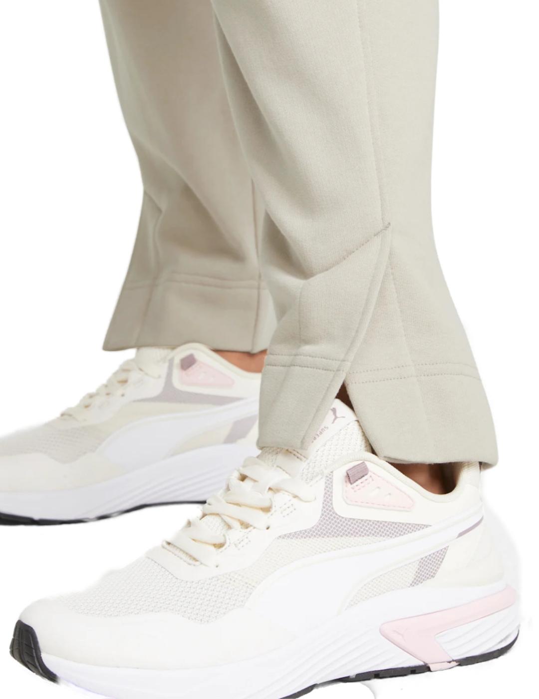 Pantalon chandal Puma crema para mujer -a