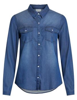 Camisa Vila Bista azul oscuro para mujer-&
