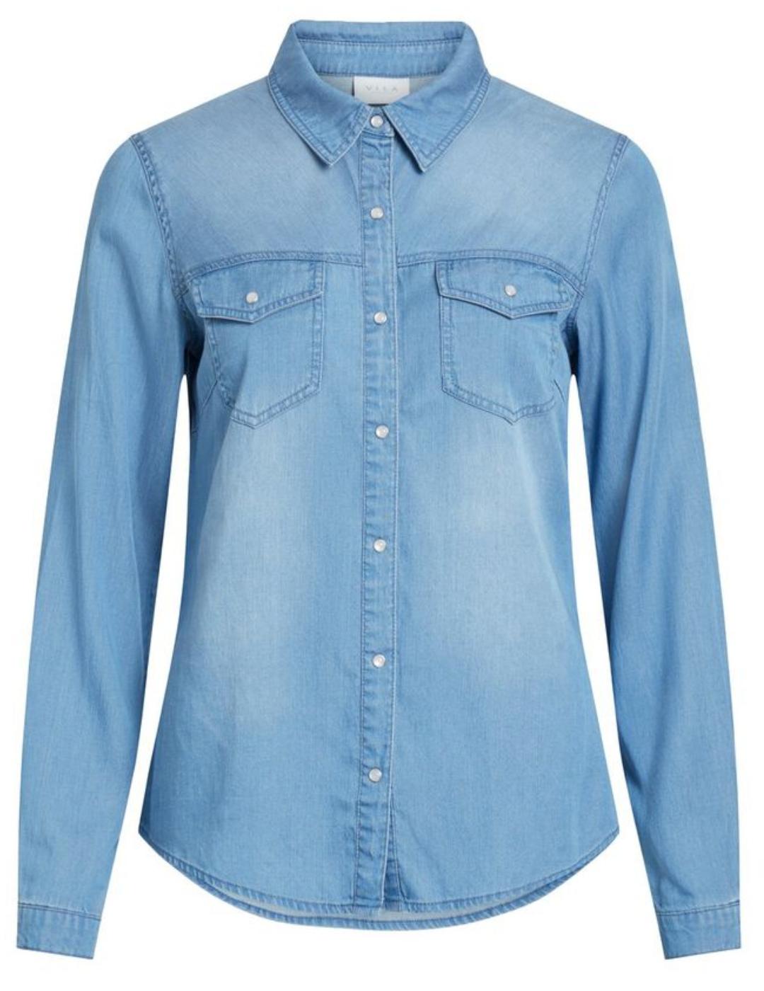 Camisa denim Vila Bista azul medio para mujer-/df01