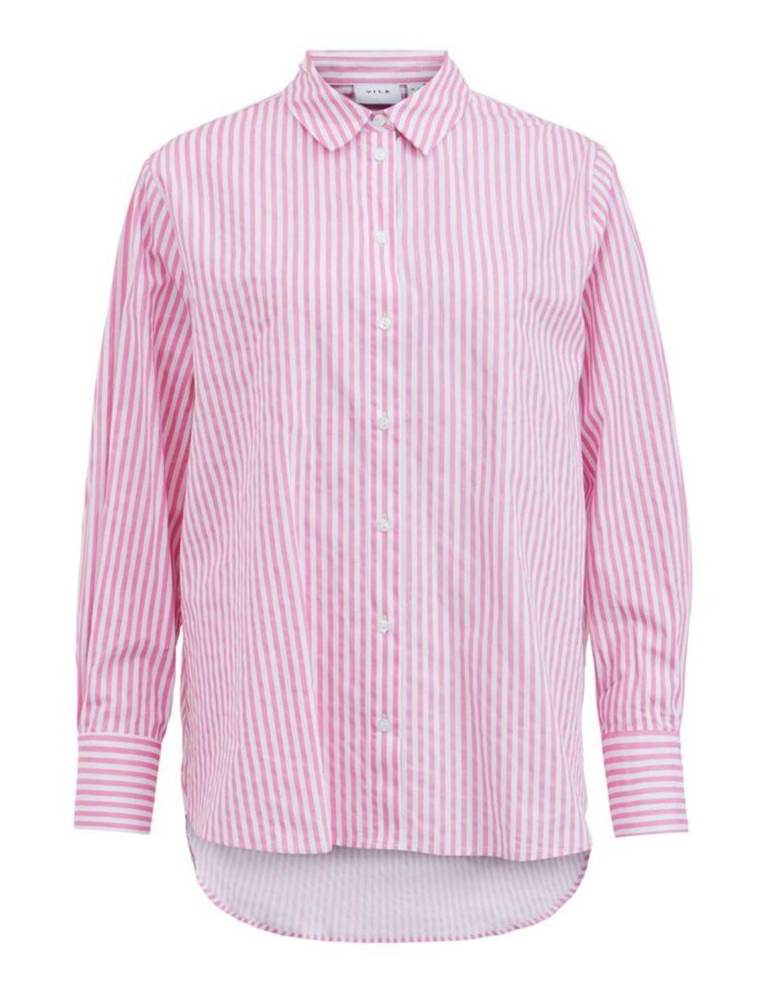 Camisa Vila a rayas rosa y blanca para mujer-a