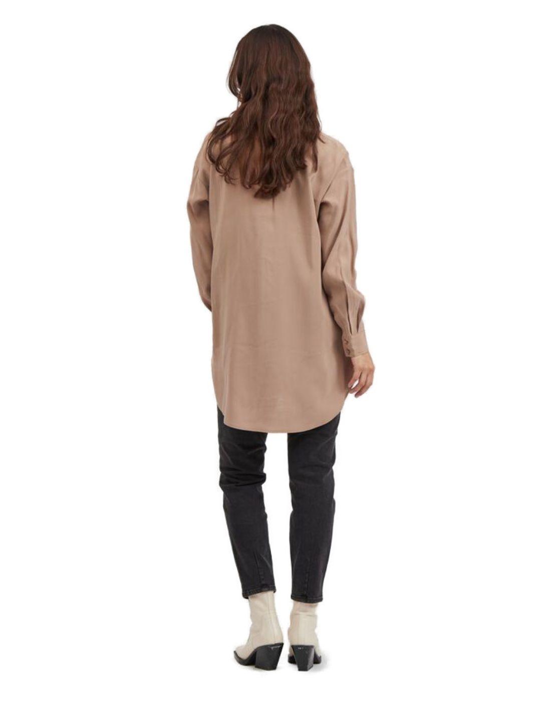 Camisa Vila Polinea oversize camel para mujer-a