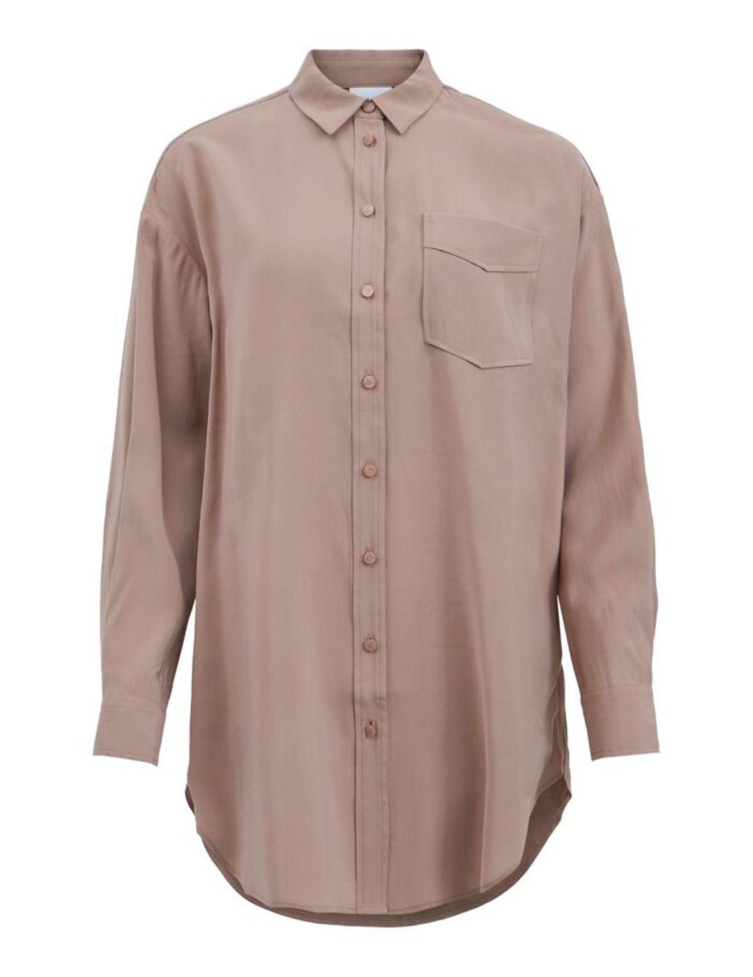 Camisa Vila Polinea oversize camel para mujer-a