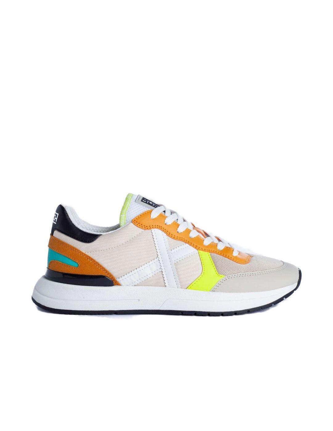 Zapatilla Munich Soon 33 beige y fluor hombre-a