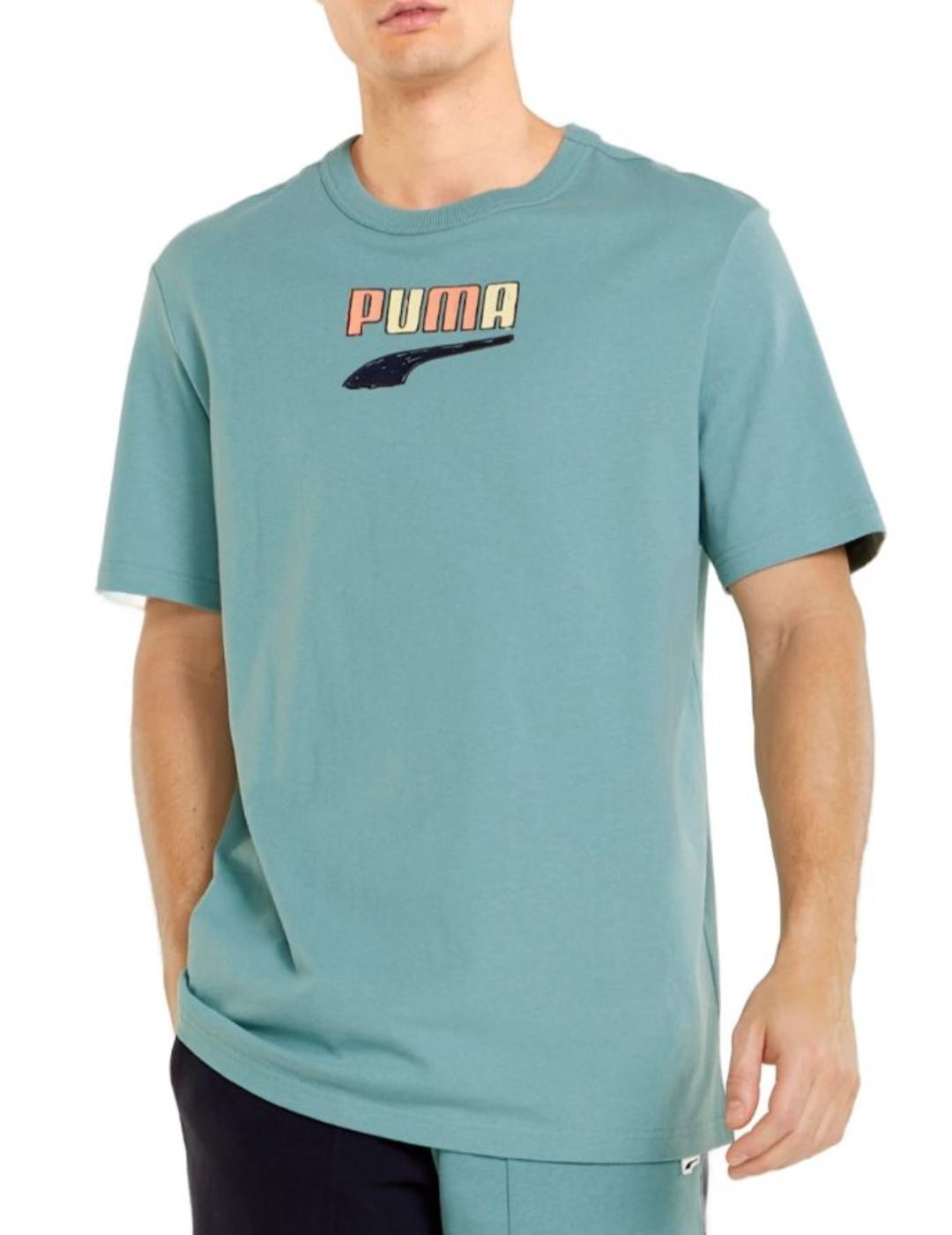 Camiseta Puma dowtown logo verde para hombre -a