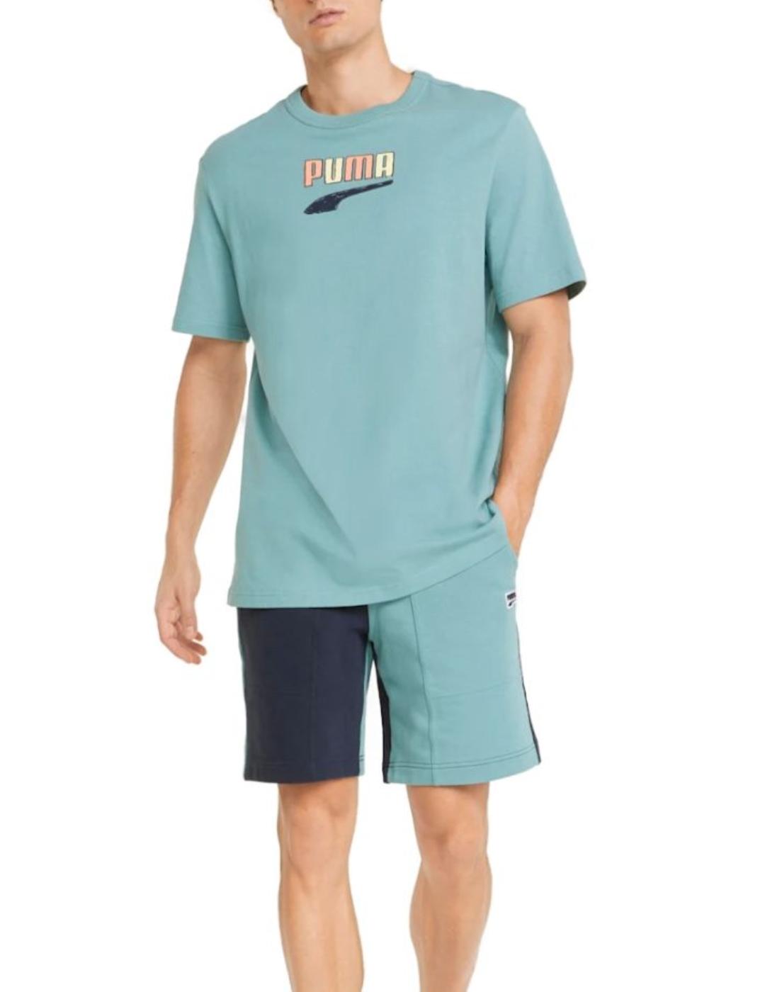 Camiseta Puma dowtown logo verde para hombre -a