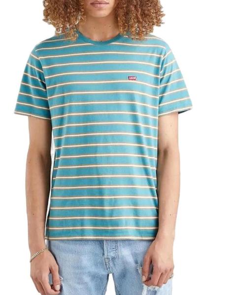Hormiga valores Aplicable Camiseta Levis azul con rayas para hombre -a