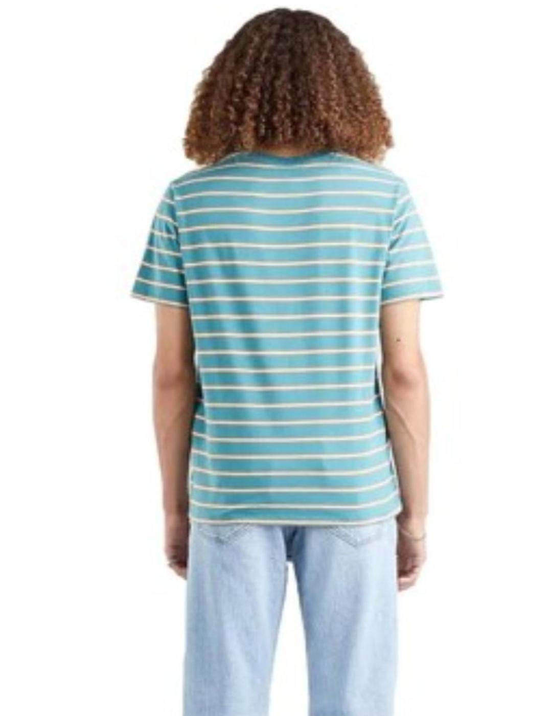 Camiseta Levis azul con rayas para hombre -a