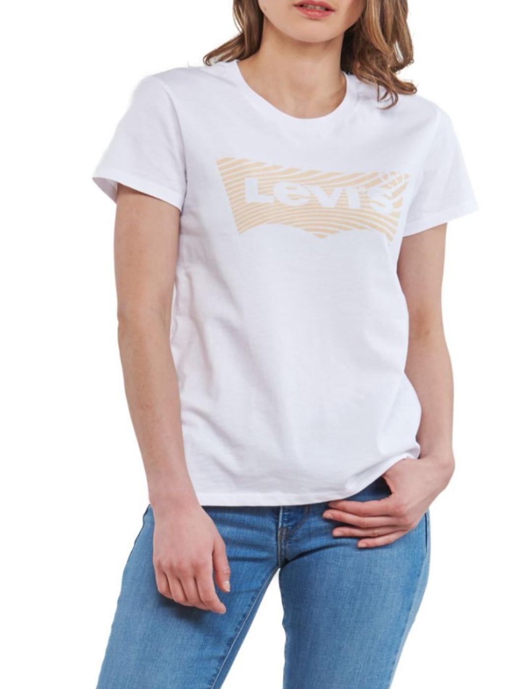 Camiseta Levis blanca beige para mujer a
