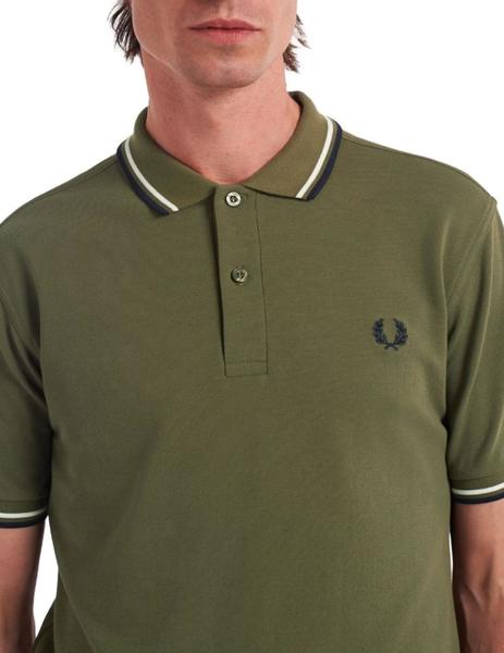 Polo Fred Perry verde raya marino/blanco hombre -a