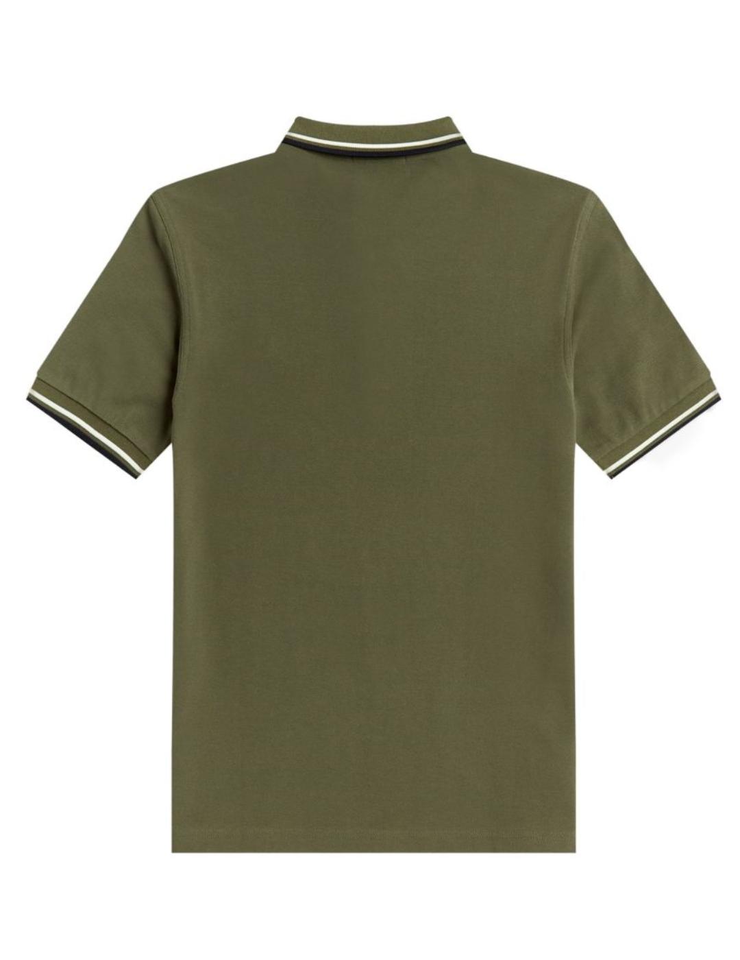 Polo Fred Perry verde raya marino/blanco hombre -a