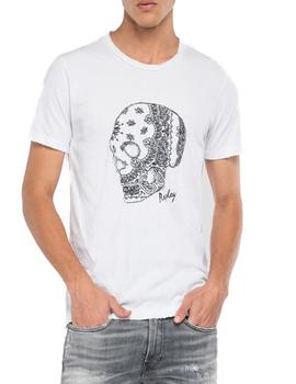 Camiseta Replay blanca calavera para hombre -a