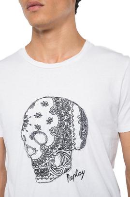 Camiseta Replay blanca calavera para hombre -a