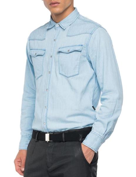 Camisa vaquera azul claro para hombre