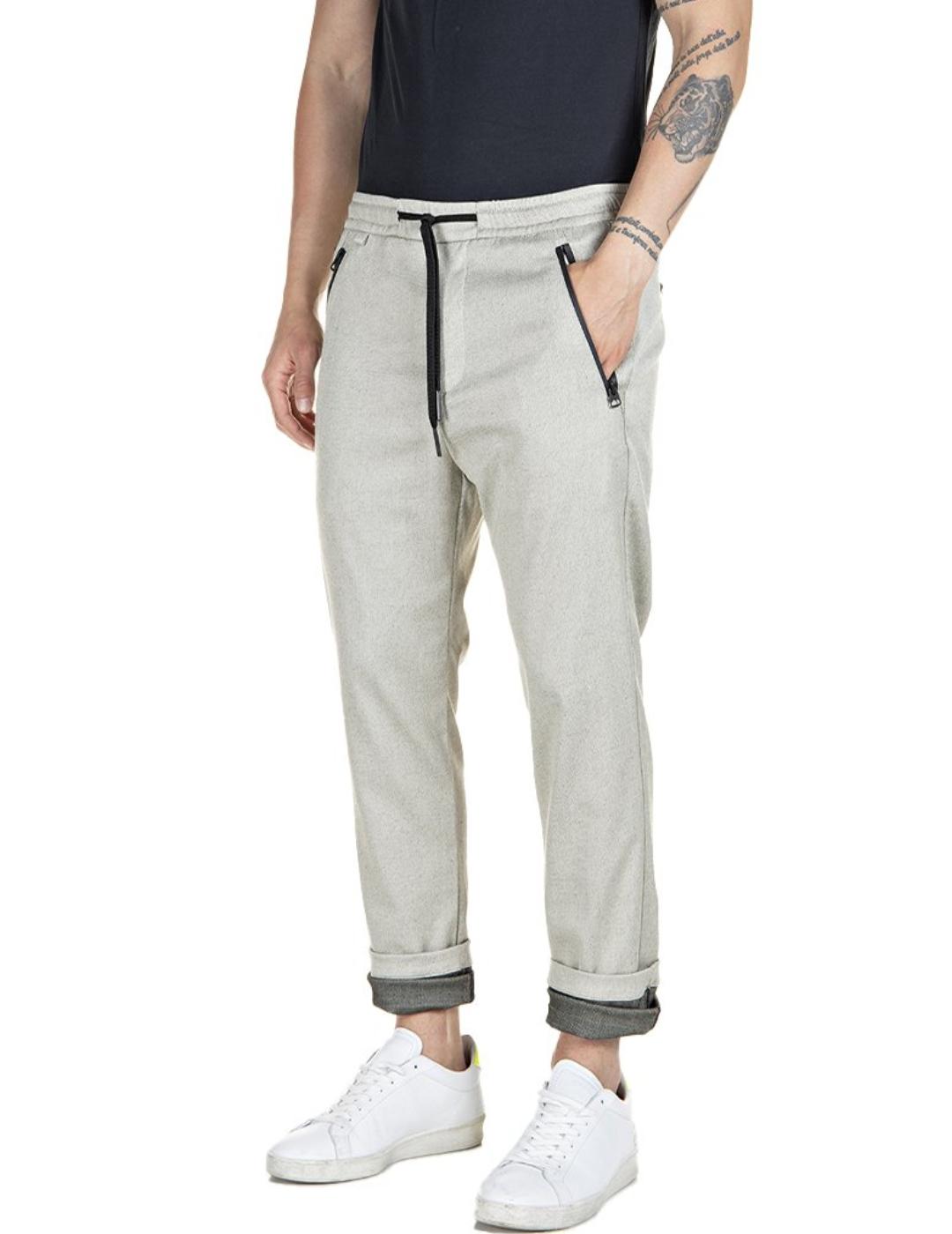 Pantalón Replay gris cintura elástica de hombre -a