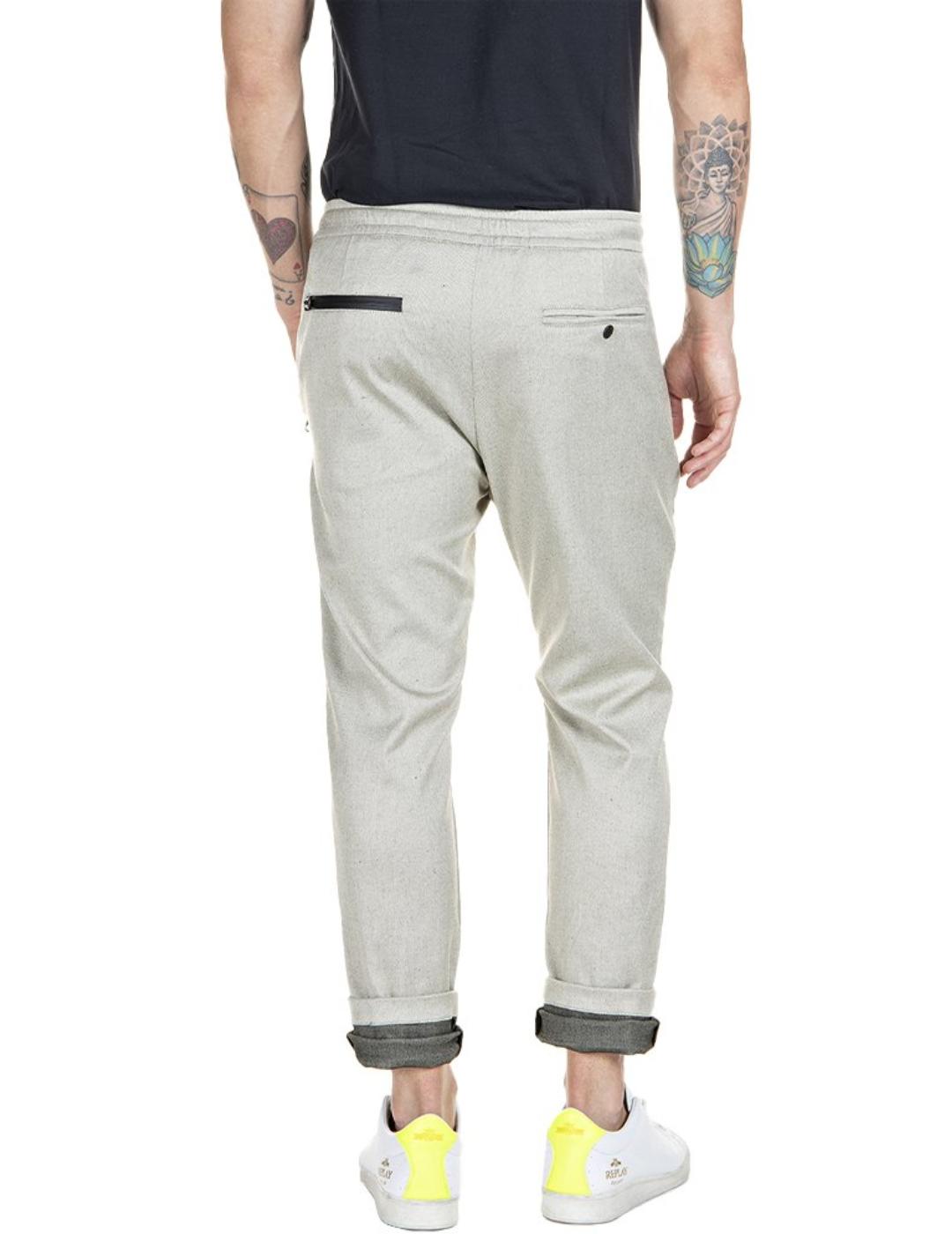 Pantalón Replay gris cintura elástica de hombre -a