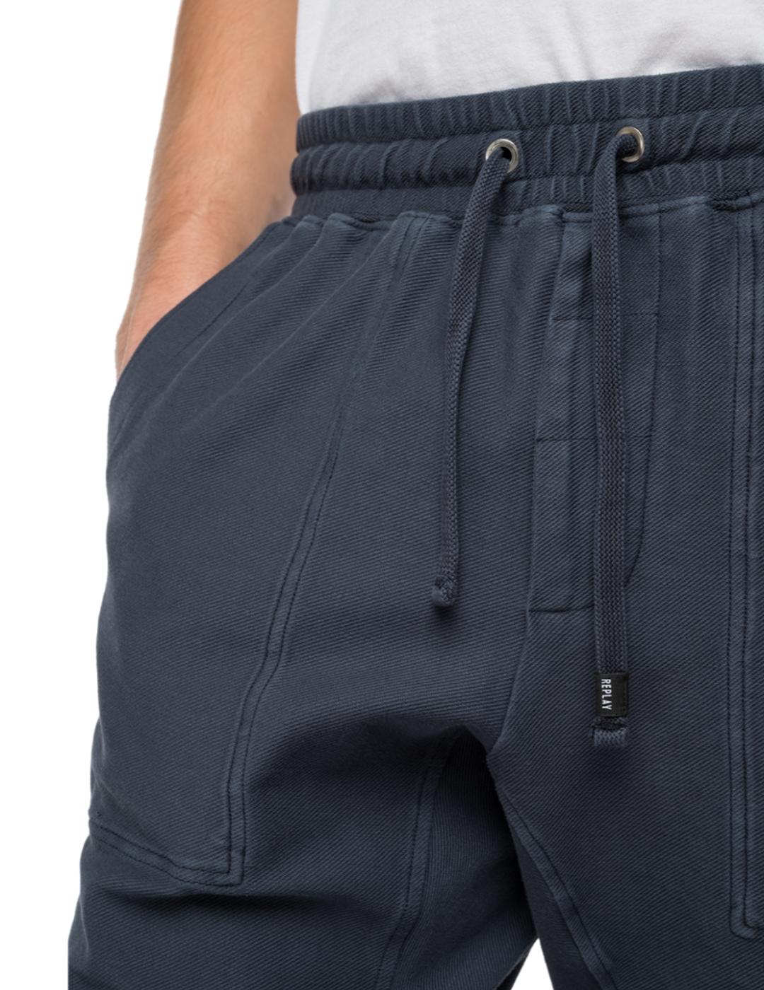 Pantalón Replay azul cintura elástica de hombre -a
