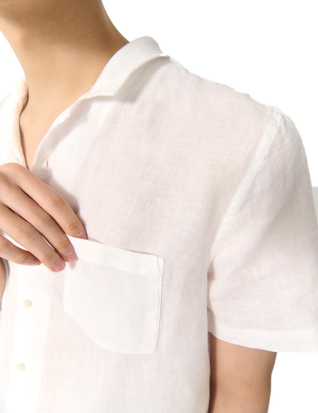Camisa Ecoalf de manga corta blanca de hombre-a