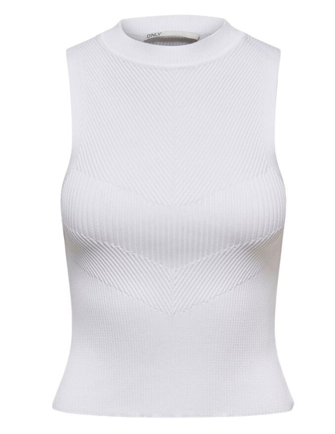 Top Only Bianka de punto blanco para mujer