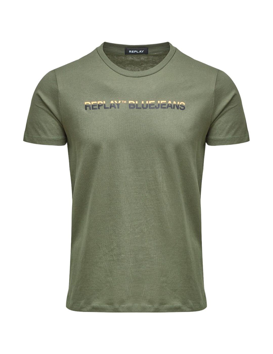 Camiseta Replay verde militar para hombre -a