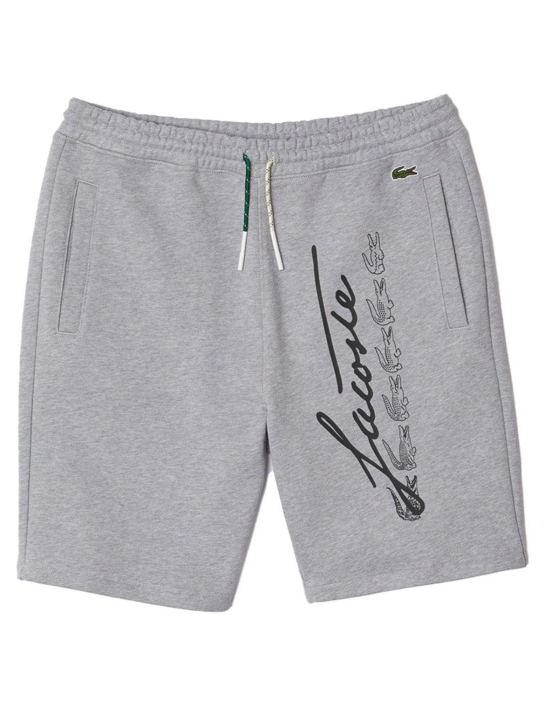 Short Lacoste deportivo gris para hombre-a