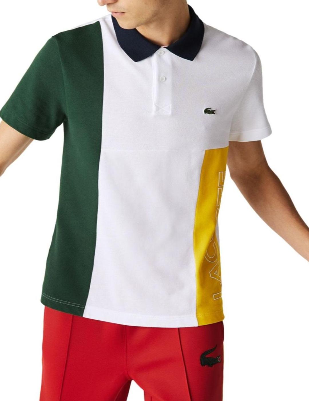 Polo Lacoste tricolor para hombre a