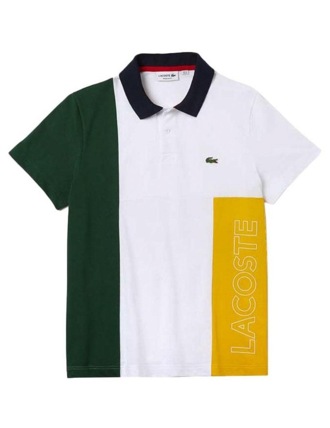 Polo Lacoste tricolor para hombre-a