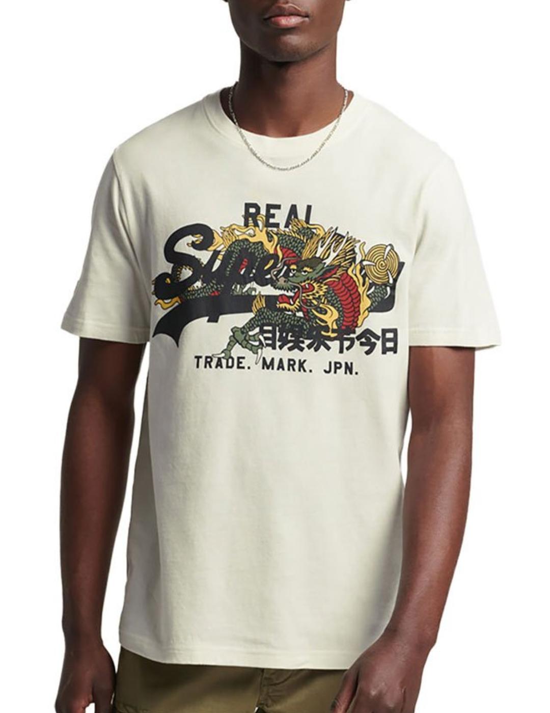 Camiseta Superdry narrative blanca para hombre -a