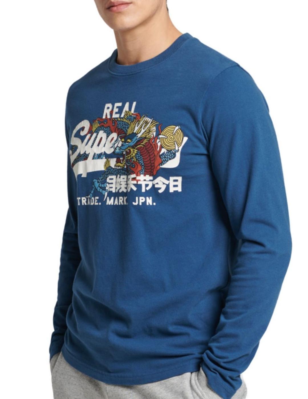 Camiseta Superdry Narrative azul para hombre-a
