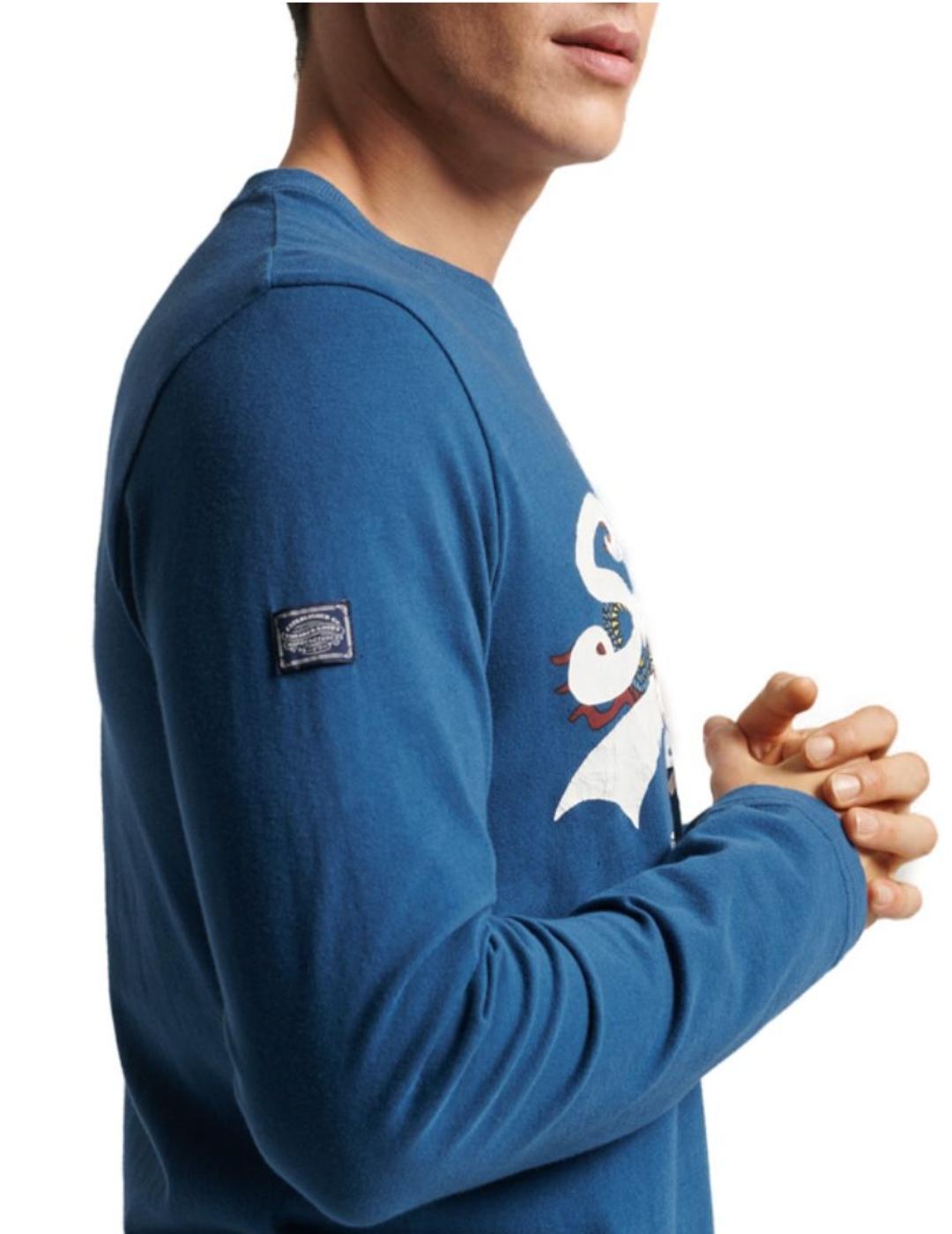 Camiseta Superdry Narrative azul para hombre-a
