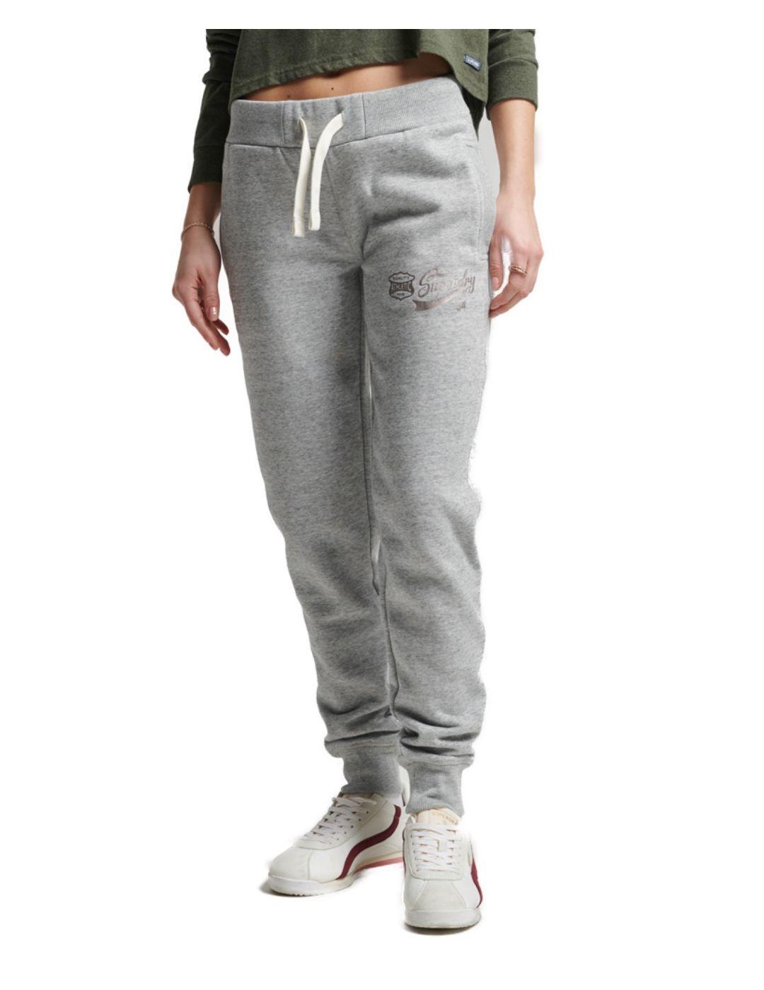 Pantalon Superdry Script gris para mujer-a