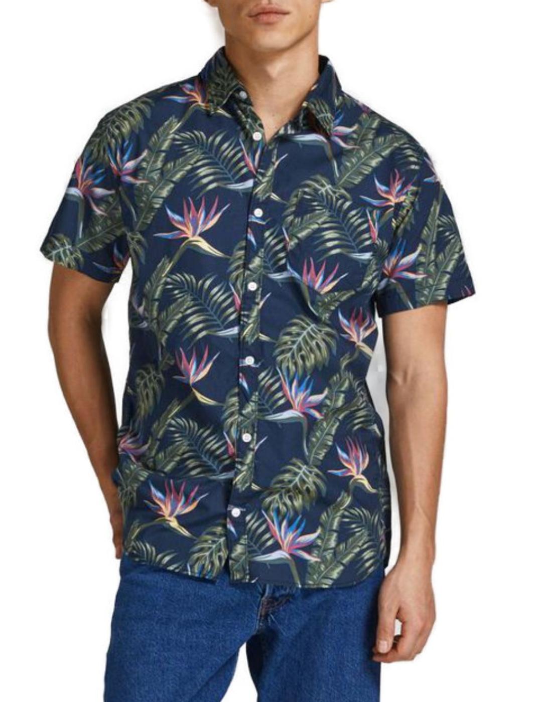 Camisa Jack&Jones Plain hawaiana azul de hombre -a