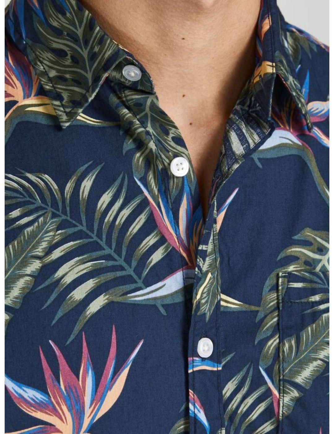 Camisa Jack&Jones Plain hawaiana azul de hombre -a