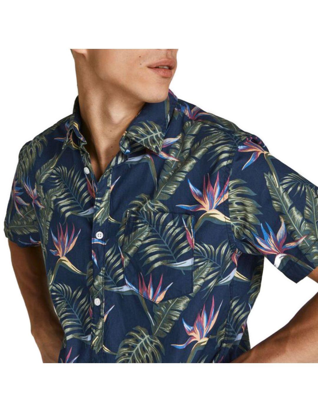 Camisa Jack&Jones Plain hawaiana azul de hombre -a