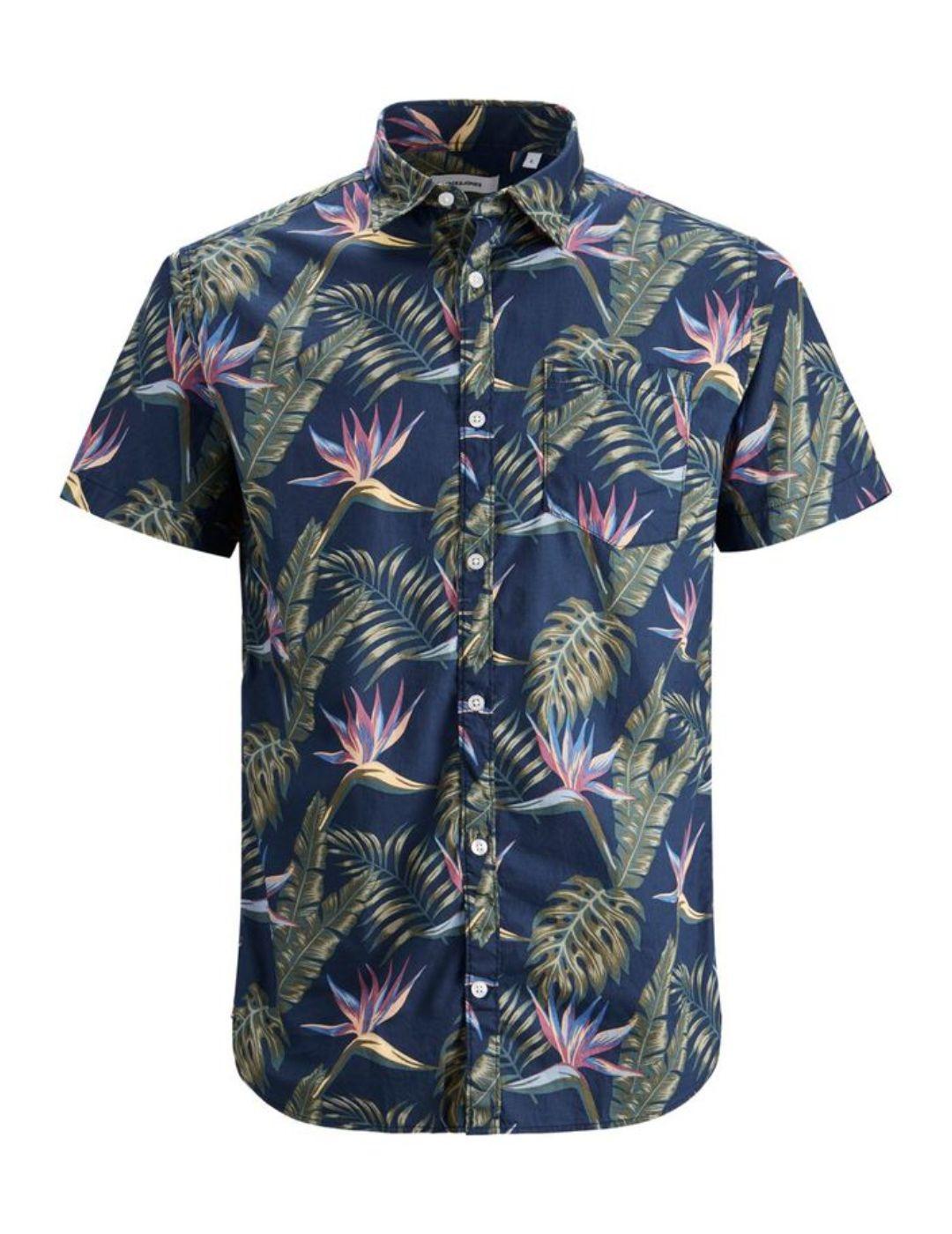 Camisa Jack&Jones Plain hawaiana azul de hombre -a