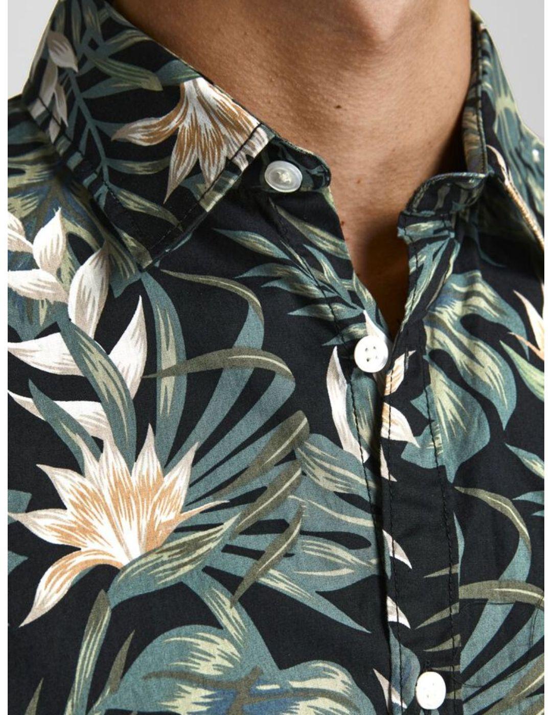 Camisa Jack&Jones Plain hawaiana negra hombre -a