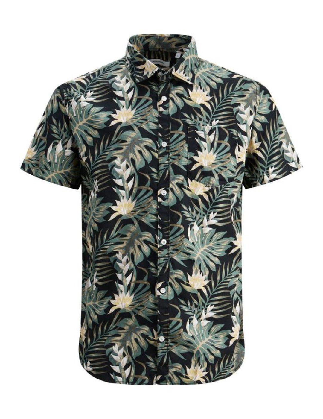 Camisa Jack&Jones Plain hawaiana negra hombre -a