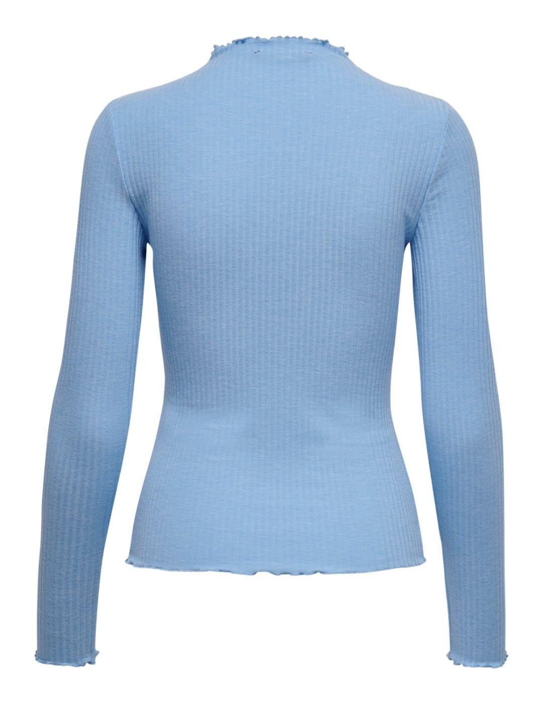 Camiseta Only manga larga azul claro para mujer-z