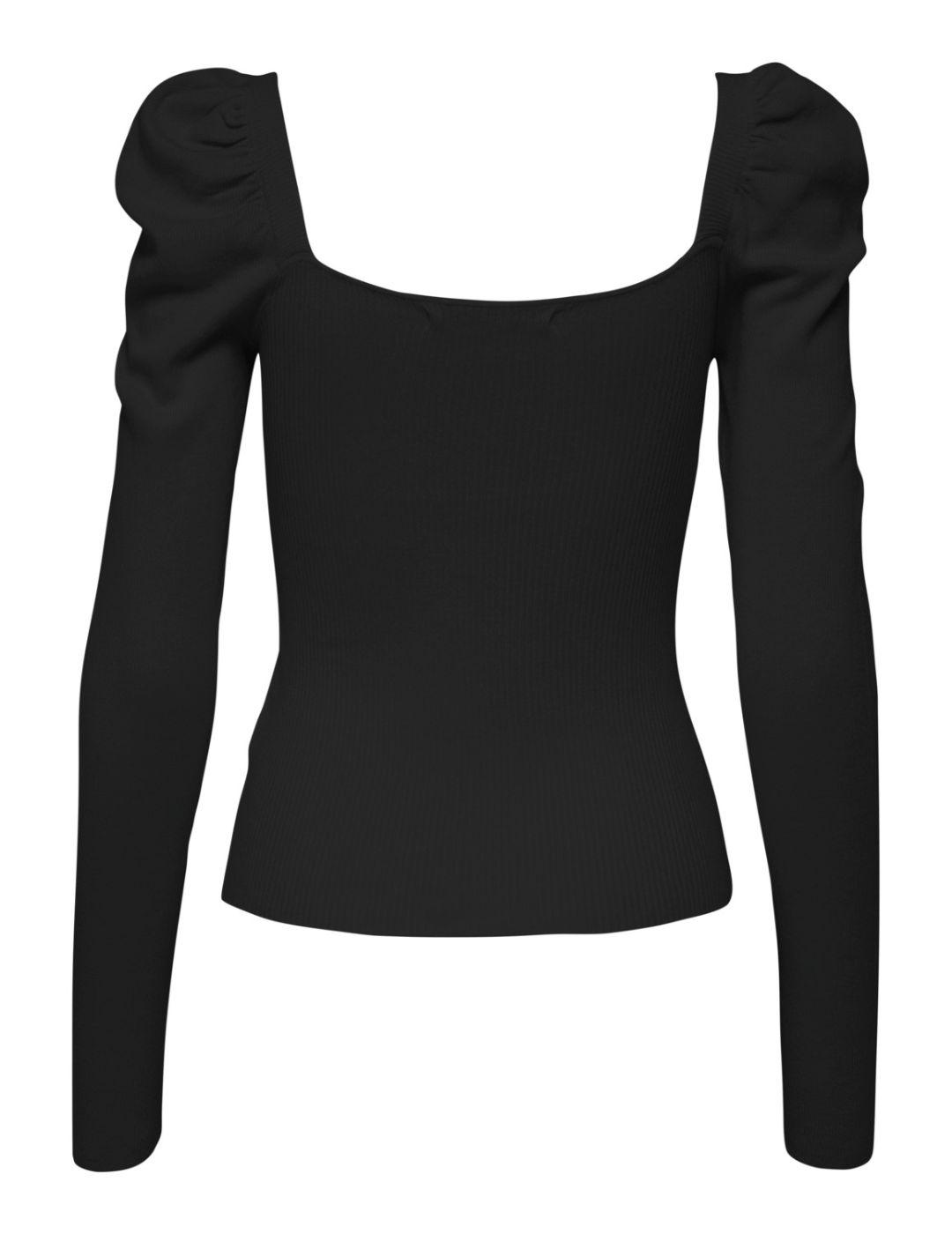 Jersey Only Agate acanalado negro para mujer-a