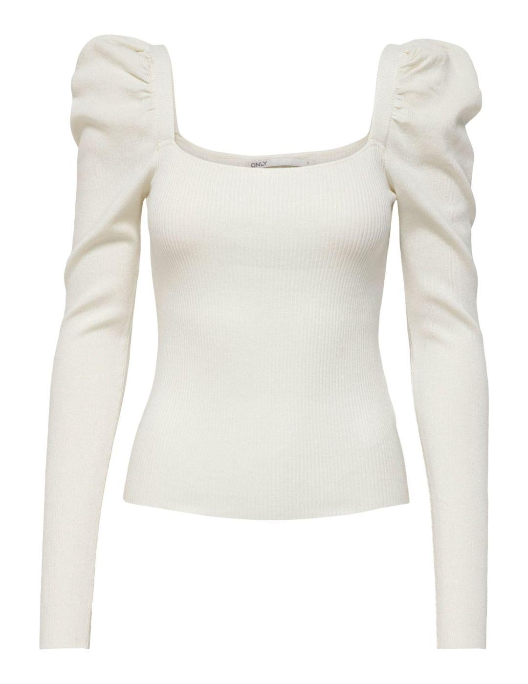 Jersey Only Agate acanalado blanco para mujer-a