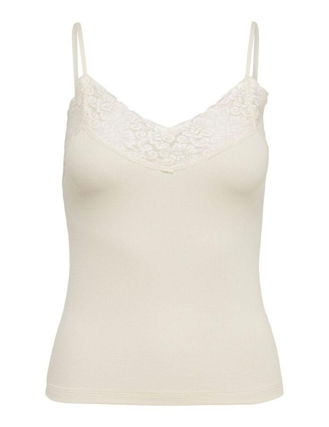 Top Only beige con encaje en el pecho para mujer-a