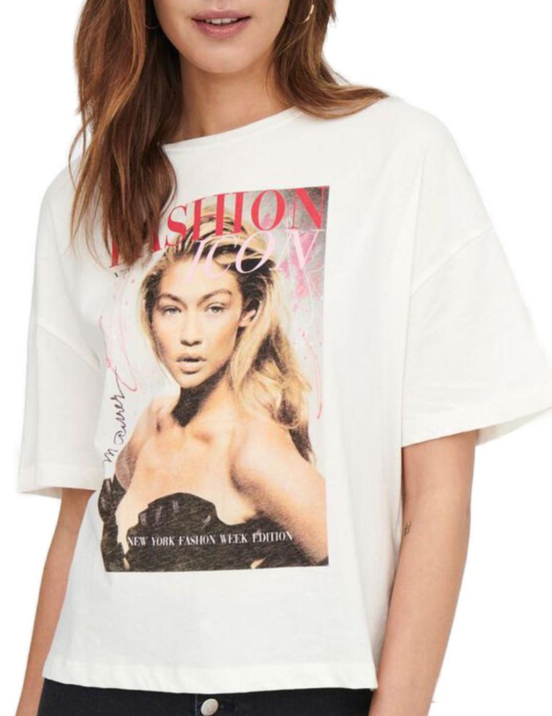 Camiseta Only Icon blanco para mujer -a