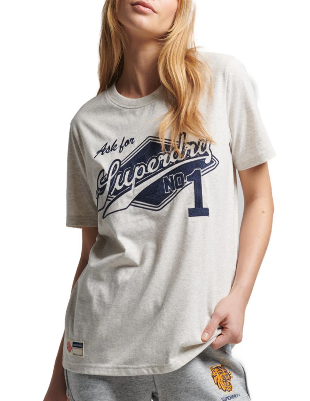Camiseta Superdry Sript gris para mujer-a