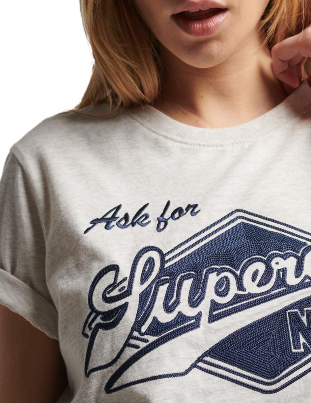 Camiseta Superdry Sript gris para mujer-a