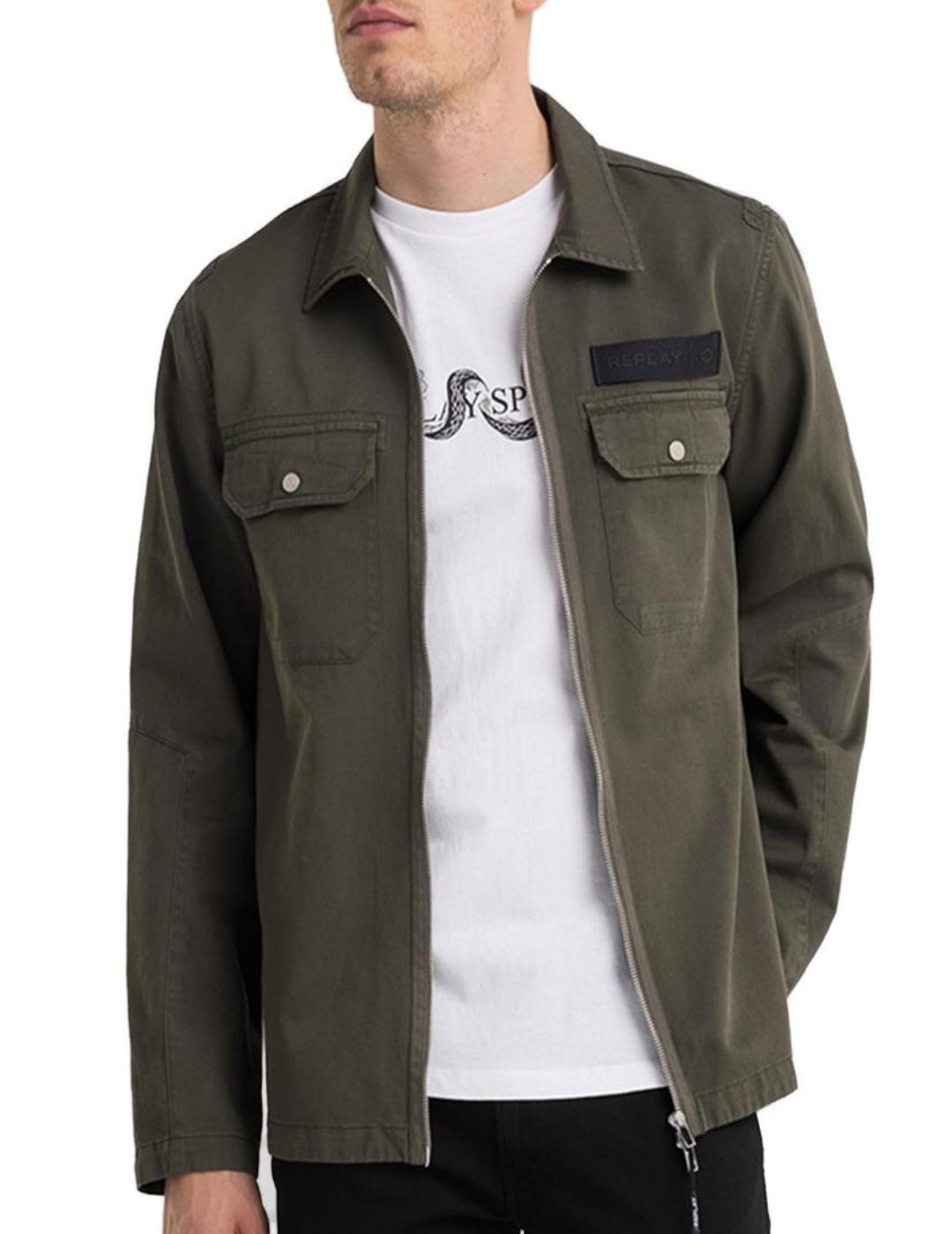 Sobrecamisa Replay verde para hombre-a