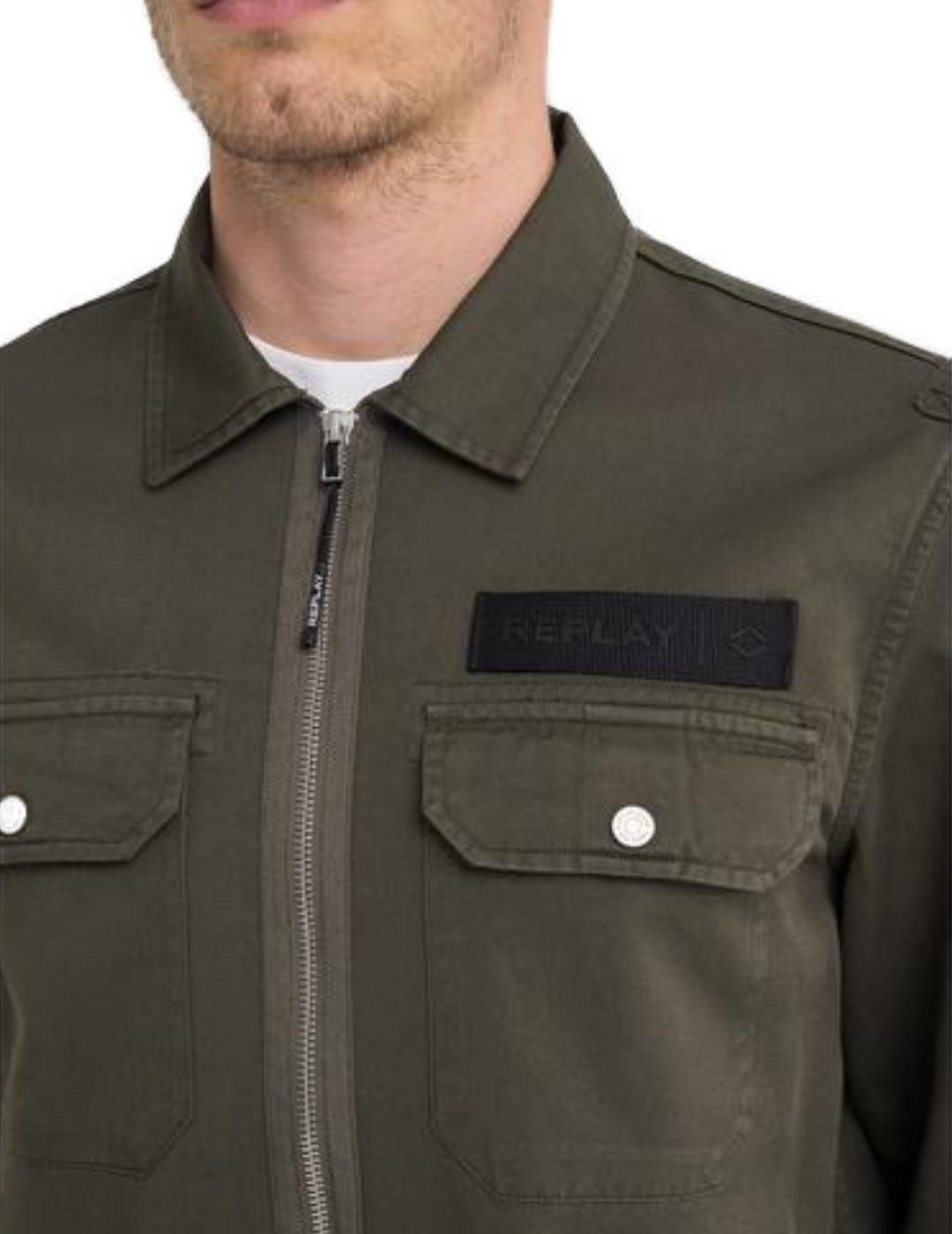 Sobrecamisa Replay verde para hombre-a