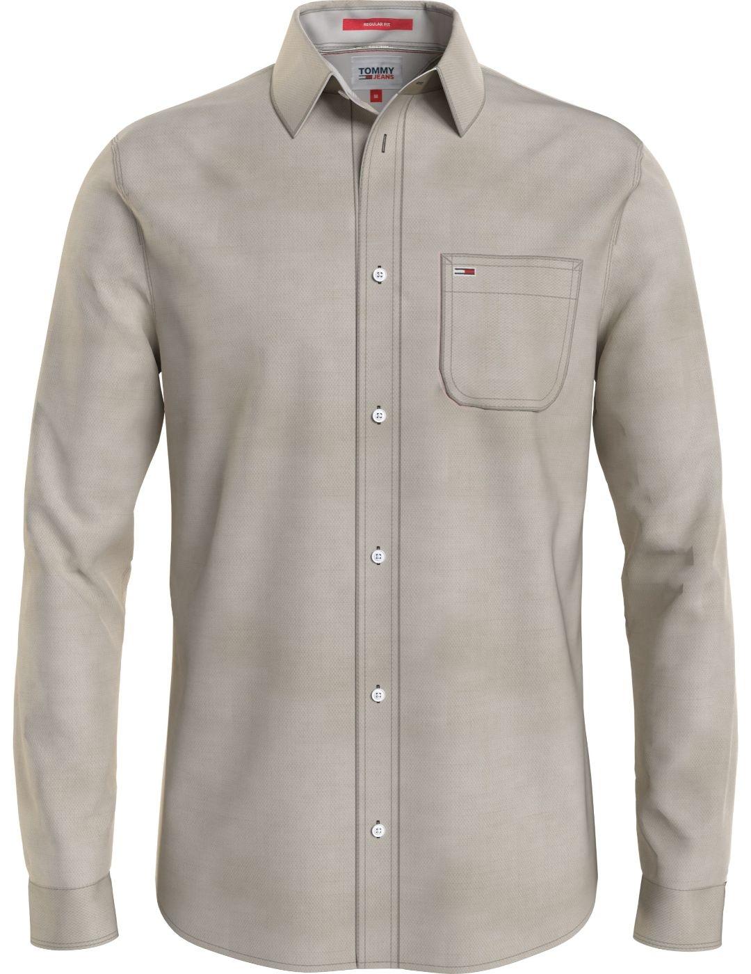 Camisa Tommy lino beige para hombre -a